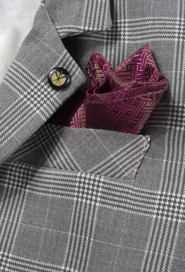 Garnitur chłopięcy szara krata