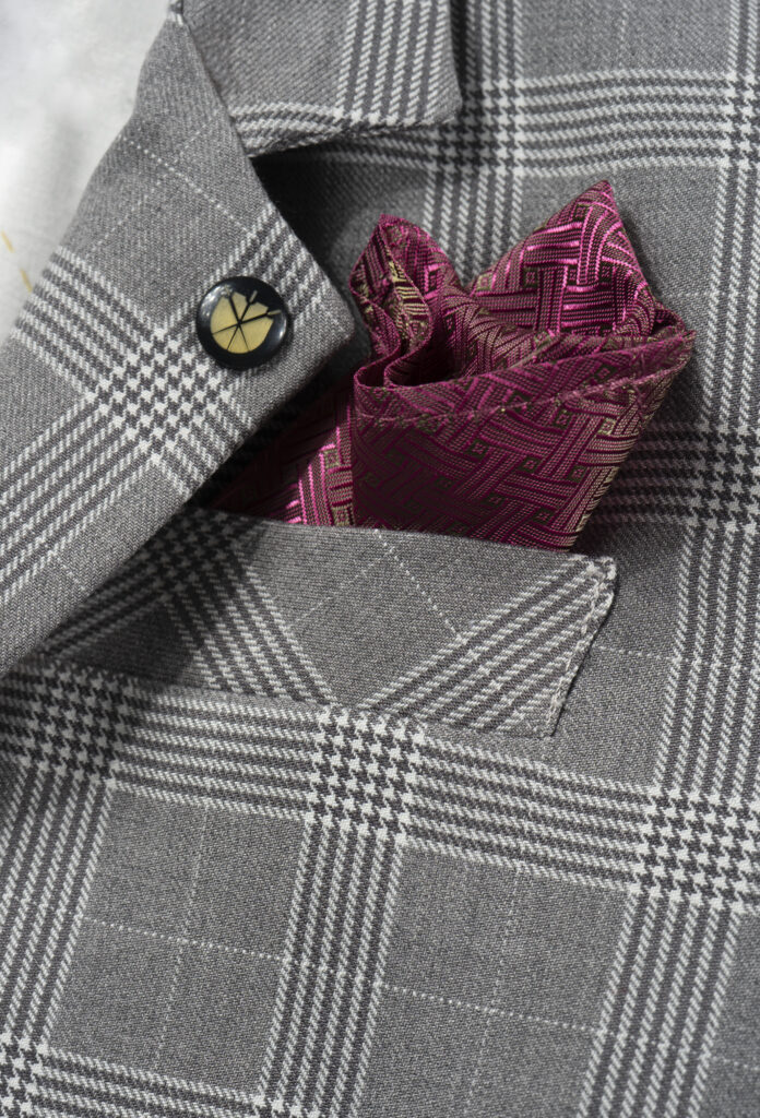 Garnitur chłopięcy szara krata