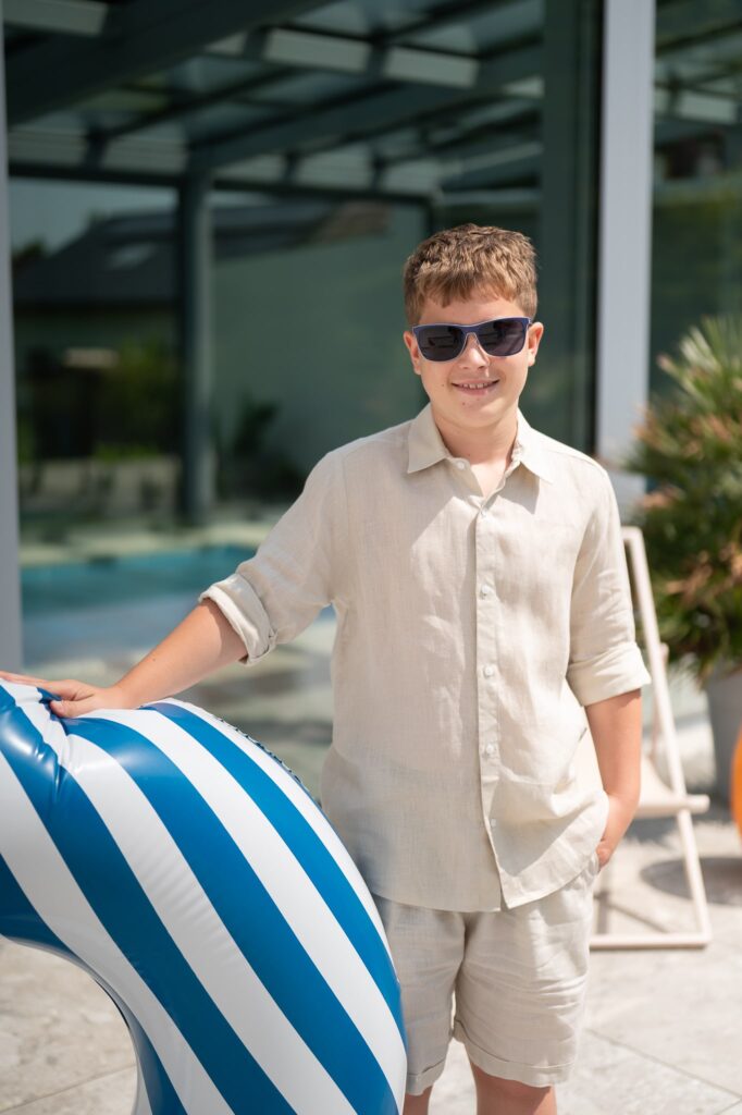 Lniane spodenki beżowe