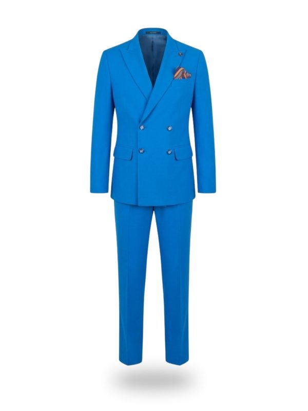 Garnitur chłopięcy błękitny dwurzędowy
